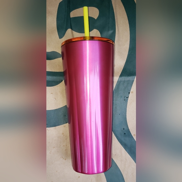 3. Starbucks 24oz Pink Tumbler with a yellow straw - Picture 2 of 2